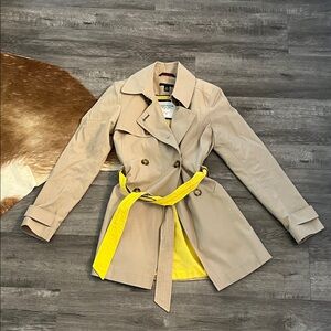 Tommy Hilfiger Tan Trench Coat with Yellow Belt